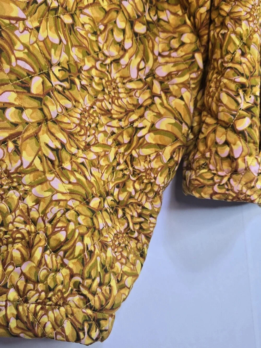 Kika Vargas Size XS Yellow/Gold Lightly Quilted Crop Jacket, Ric Rac Details